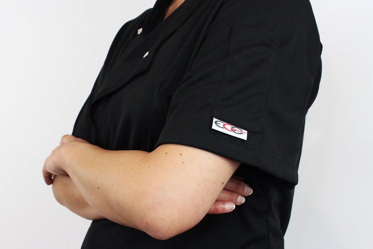 Veste de cuisine manches courtes Egochef Pizzaiolo noire 100 Air Plus