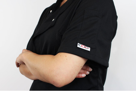 Veste de cuisine manches courtes Egochef Pizzaiolo noire 100 Air Plus