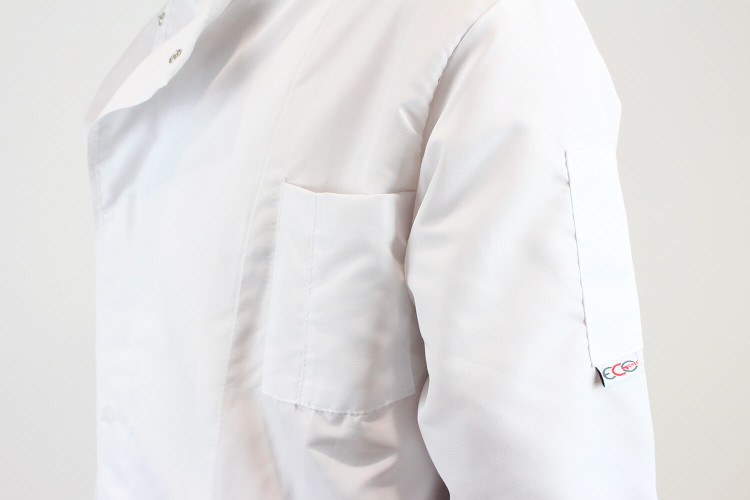 Veste de cuisine unisexe Egochef Ottavio Air Plus blanche 100% microfibre à manches longues