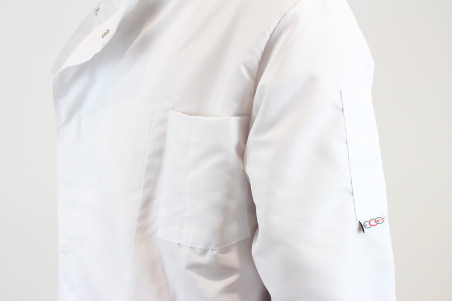 Veste de cuisine unisexe Egochef Ottavio Air Plus blanche 100% microfibre à manches longues