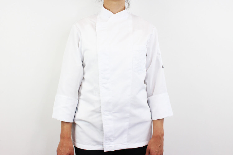 Veste de cuisine unisexe Egochef Ottavio Air Plus blanche 100% microfibre à manches longues