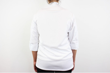 Veste de cuisine unisexe Egochef Ottavio Air Plus blanche 100% microfibre à manches longues