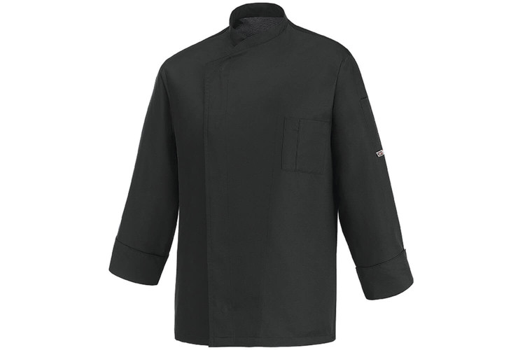 Veste de cuisine manches longues Egochef Ottavio Air Plus noire 100% microfibres