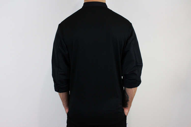 Veste de cuisine manches longues Egochef Ottavio Air Plus noire 100% microfibres