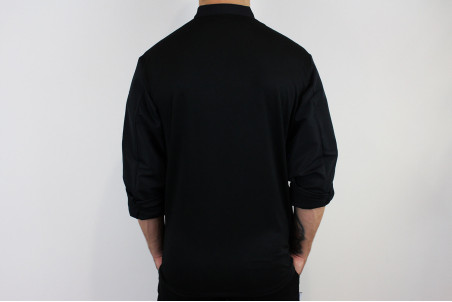 Veste de cuisine manches longues Egochef Ottavio Air Plus noire 100% microfibres