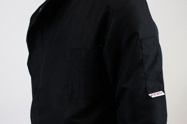 Veste de cuisine manches longues Egochef Ottavio Air Plus noire 100% microfibres