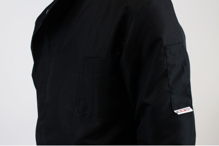 Veste de cuisine manches longues Egochef Ottavio Air Plus noire 100% microfibres