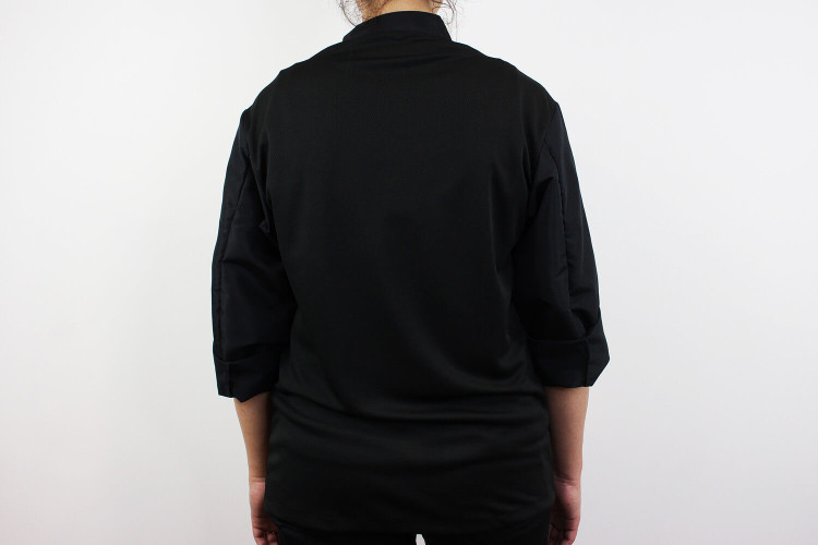Veste de cuisine manches longues Egochef Ottavio Air Plus noire 100% microfibres