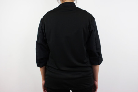 Veste de cuisine manches longues Egochef Ottavio Air Plus noire 100% microfibres