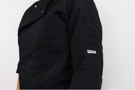 Veste de cuisine manches longues Egochef Ottavio Air Plus noire 100% microfibres