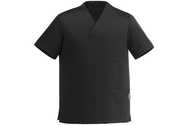 Veste de cuisine manches courtes Egochef Leonardo noire polyester et coton