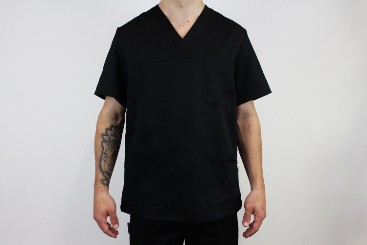 Veste de cuisine manches courtes Egochef Leonardo noire polyester et coton