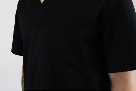 Veste de cuisine manches courtes Egochef Leonardo noire polyester et coton