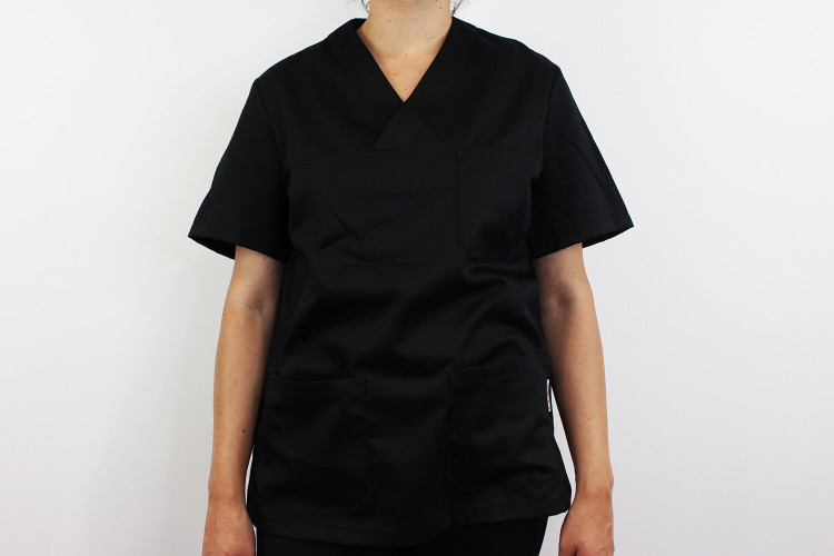 Veste de cuisine manches courtes Egochef Leonardo noire polyester et coton