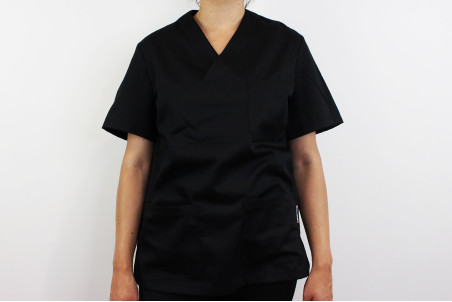 Veste de cuisine manches courtes Egochef Leonardo noire polyester et coton