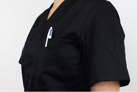 Veste de cuisine manches courtes Egochef Leonardo noire polyester et coton