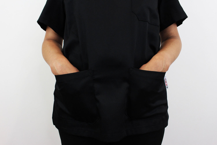 Veste de cuisine manches courtes Egochef Leonardo noire polyester et coton