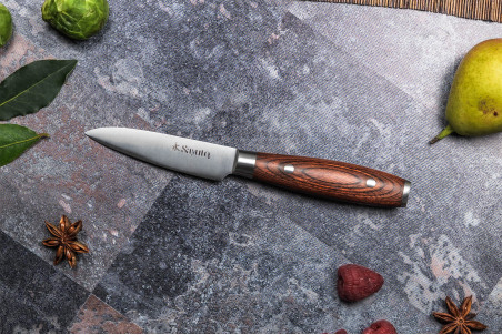 Couteau d'office Sayuto Pakka X50 lame inox 9cm et rivetée