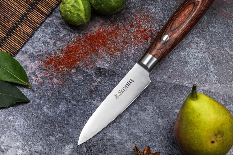 Couteau d'office Sayuto Pakka X50 lame inox 9cm et rivetée