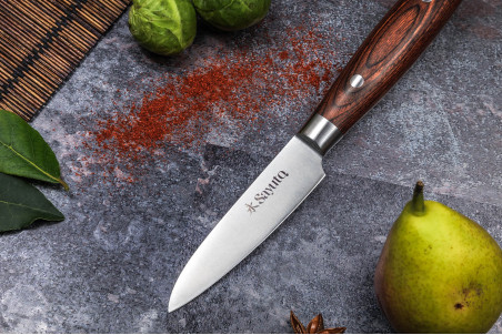 Couteau d'office Sayuto Pakka X50 lame inox 9cm et rivetée
