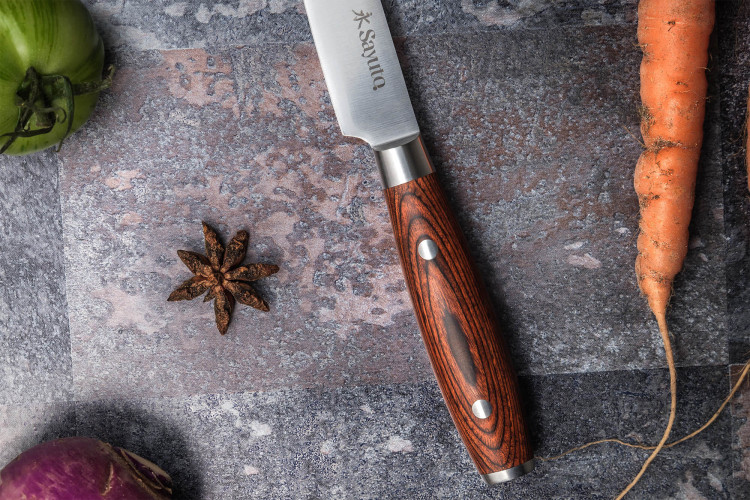 Couteau universel Sayuto Pakka X50 riveté lame inox 12,5cm