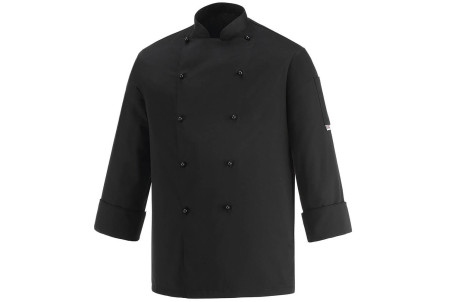 Veste de cuisine manches longues Egochef Safety noire polyester et coton