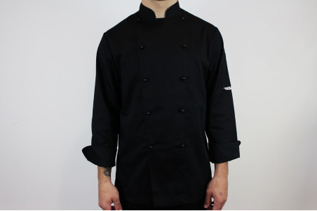 Veste de cuisine manches longues Egochef Safety noire polyester et coton