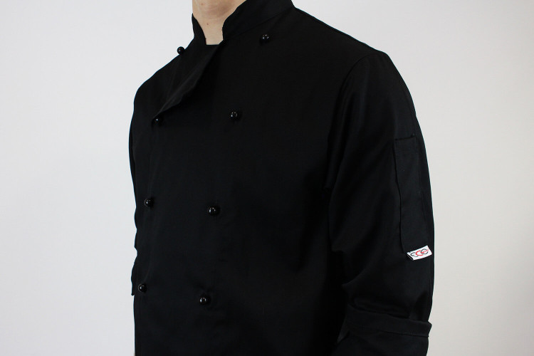 Veste de cuisine manches longues Egochef Safety noire polyester et coton