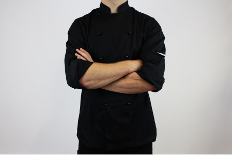 Veste de cuisine manches longues Egochef Safety noire polyester et coton