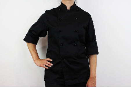 Veste de cuisine manches longues Egochef Safety noire polyester et coton