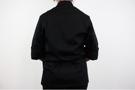 Veste de cuisine manches longues Egochef Safety noire polyester et coton