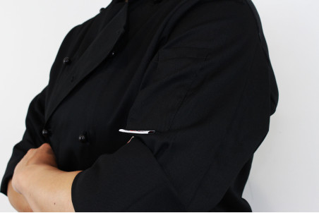 Veste de cuisine manches longues Egochef Safety noire polyester et coton