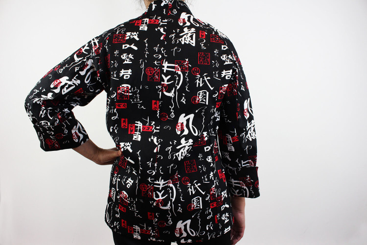 Veste de cuisine manches longues Egochef Sushi motifs japonais 100% coton