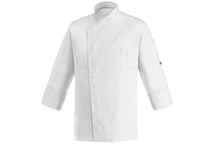 Veste de cuisine manches longues Egochef Cheap Air Plus blanche polyester et coton