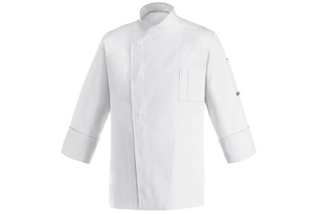 Veste de cuisine manches longues Egochef Cheap Air Plus blanche polyester et coton