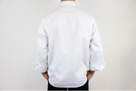 Veste de cuisine manches longues Egochef Cheap Air Plus blanche polyester et coton