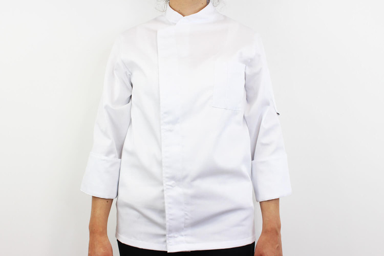 Veste de cuisine manches longues Egochef Cheap Air Plus blanche polyester et coton