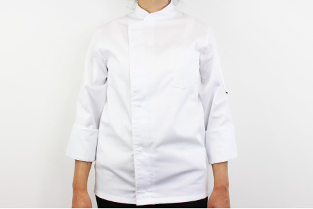 Veste de cuisine manches longues Egochef Cheap Air Plus blanche polyester et coton
