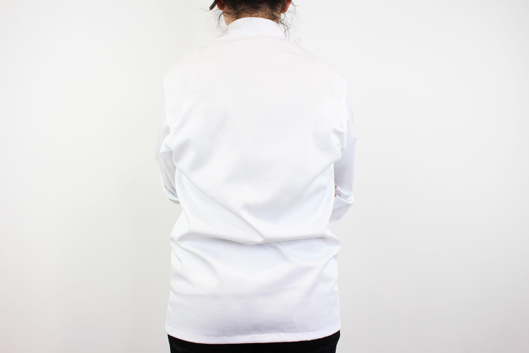 Veste de cuisine manches longues Egochef Cheap Air Plus blanche polyester et coton