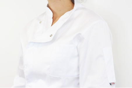 Veste de cuisine manches longues Egochef Cheap Air Plus blanche polyester et coton