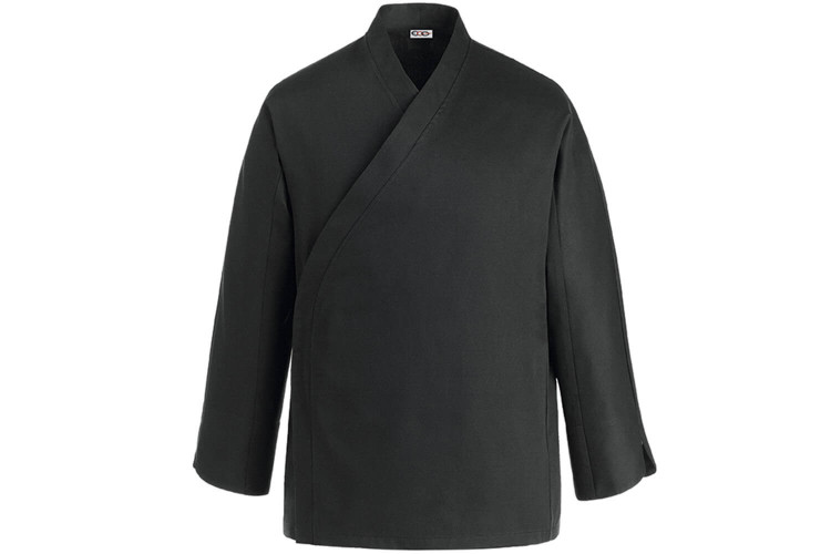 Veste de cuisine manches longues Egochef Sushi noire kimono polyester et coton
