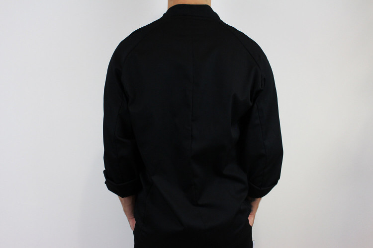 Veste de cuisine manches longues Egochef Sushi noire kimono polyester et coton
