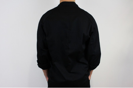 Veste de cuisine manches longues Egochef Sushi noire kimono polyester et coton