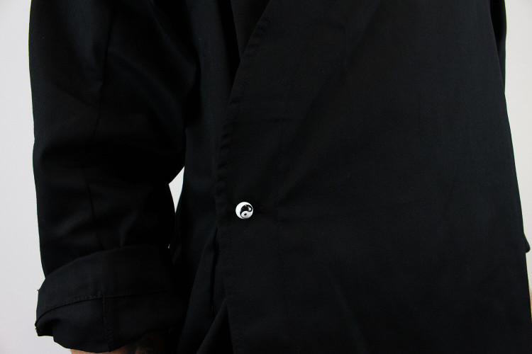 Veste de cuisine manches longues Egochef Sushi noire kimono polyester et coton