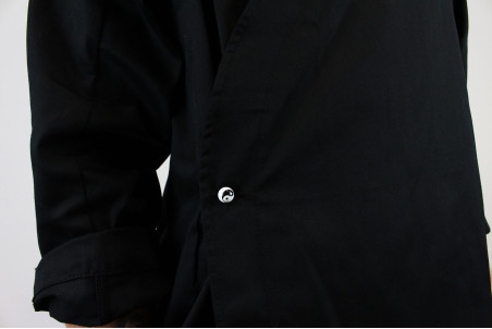 Veste de cuisine manches longues Egochef Sushi noire kimono polyester et coton