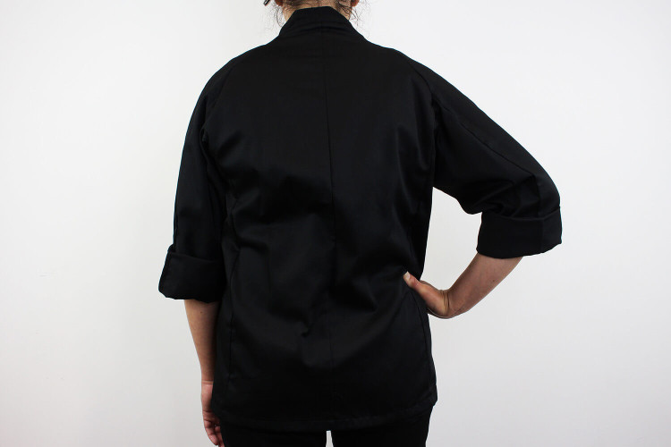 Veste de cuisine manches longues Egochef Sushi noire kimono polyester et coton