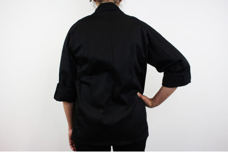 Veste de cuisine manches longues Egochef Sushi noire kimono polyester et coton