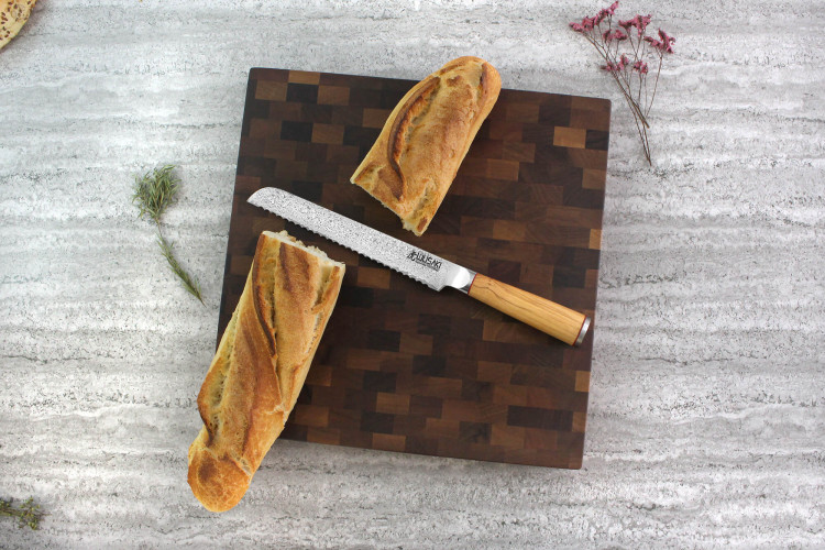 Billot de cuisine Wusaki en noyer damier - 35x35x4cm