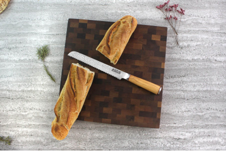 Billot de cuisine Wusaki en noyer damier - 35x35x4cm