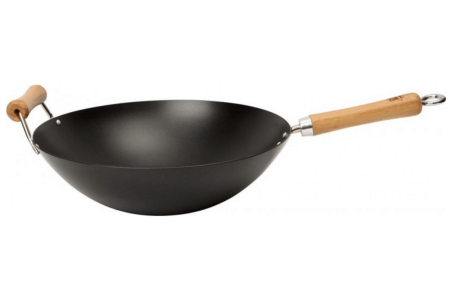 Wok antiadhérent Dexam en acier carbone diamètre 36cm - 2 poignées